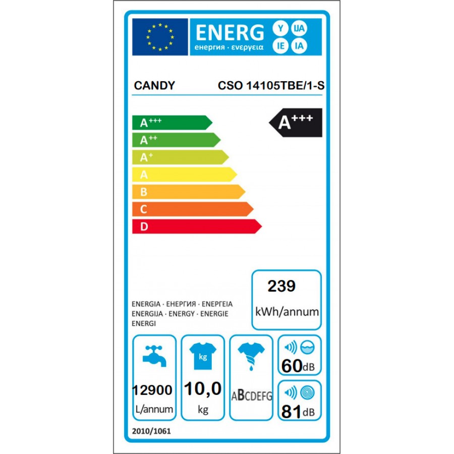 Candy CSO 14105TBE/1-S 1400 Στροφές 10kg Candy CSO 14105TBE/1-S 1400 Στροφές 10kg